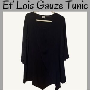 Et’ Lois Black Layered Cotton Gauze Tunic